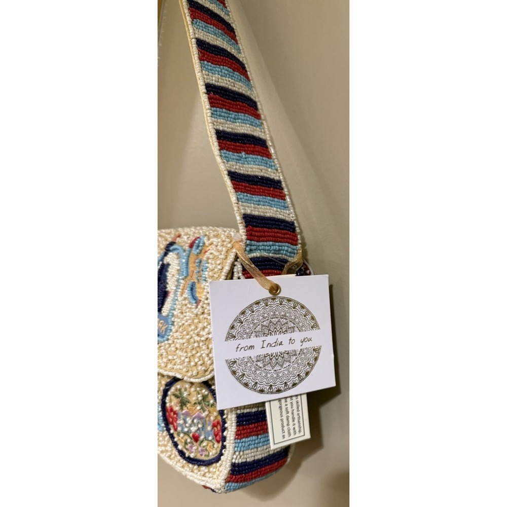 Hand Made in India Beaded Travel Adventure NEW YORK ROUTE 66 Shoulder Bag - Picture 3 of 4